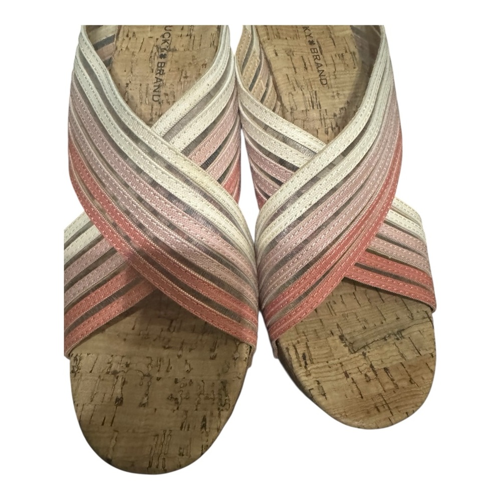 Lucky Brand Mykayla Cork Wedge Sandals Ombre Strappy Size 9 - Picture 7 of 8